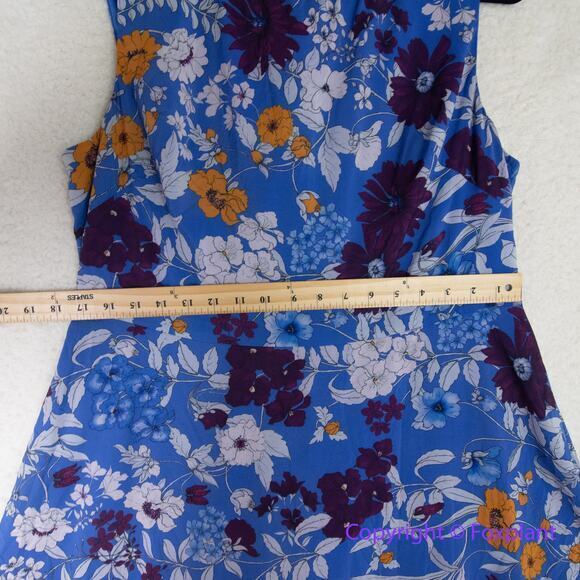 Adrianna Papell Women's Botanical Border Fit and Flare dress blue, plus size 16 - Picture 6 of 16